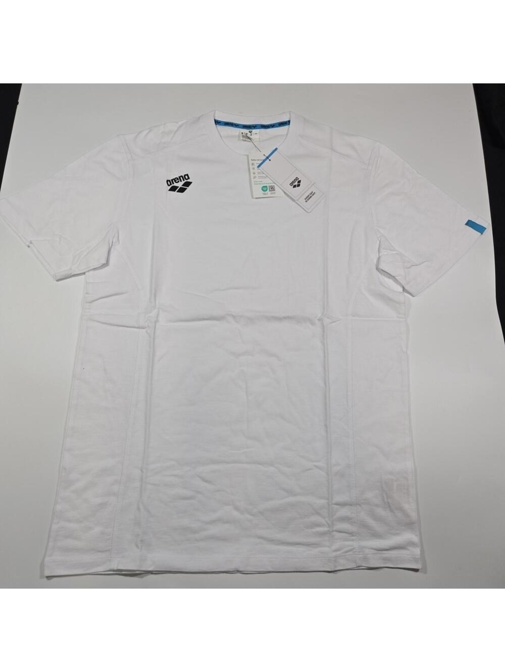 Arena Team Panel T-Shirt White Unisex Size Large 100% Cotton Performance New
